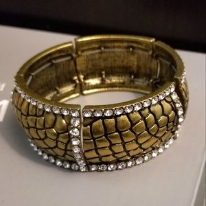 Bronze & Crystal Bangle, stretch NWOT
